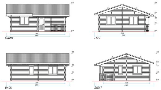 Casa de madera prefabricada paula Palmako 47.4 m2 madera maciza 70 mm