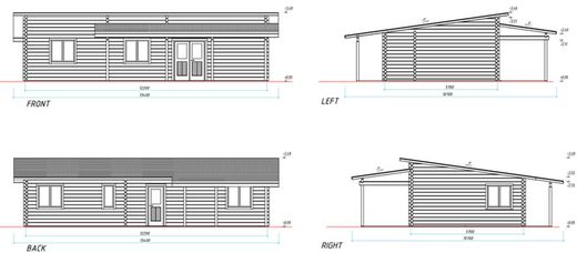 Casa de madera prefabricada solveig Palmako 93.2 m2 madera laminada 88 mm