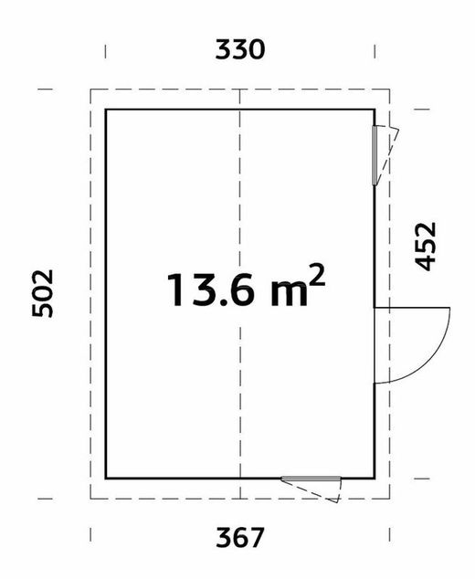 Casa nórdica de madera Palmako hedwig 13.6 m2 330 x 454 cm el18-4633 101163