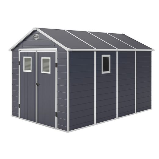Caseta de Resina de Jardín Gardiun Zoe D 8,90 m² 242x368x239 cm con Suelo Gris Antracita KSP38330