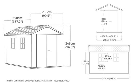 Caseta de Resina EVOTECH KETER NEWTON PLUS 7511 / 1175 - 262041 - 228 x 350 x 252 cm 10 AÑOS DE GARANTIA