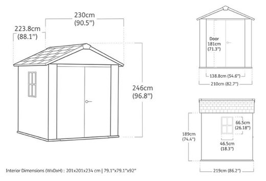 Caseta de Resina EVOTECH KETER NEWTON PLUS 775 / 757 - 262039 - 230 X 223.8 X 252 cm 10 AÑOS DE GARANTIA