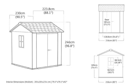 Caseta de Resina EVOTECH KETER NEWTON PLUS 775 / 757 - 262039 - 230 X 223.8 X 252 cm 10 AÑOS DE GARANTIA