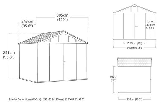 Caseta de Resina EVOTECH KETER STRONGHOLD 10X8 - 261337 - 306 x 244 x 250 cm 10 AÑOS DE GARANTIA