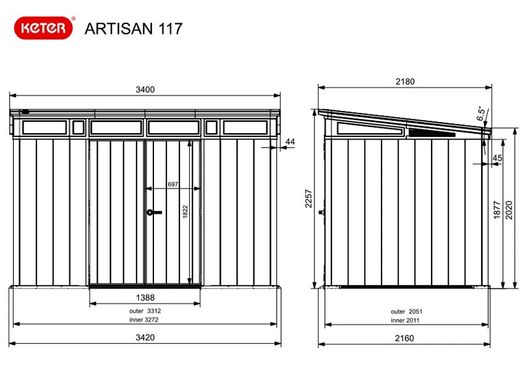 Caseta de Resina KETER ARTISAN 11X7 - 243408 - 340 x 218 x 226 cm - ¡¡10 AÑOS DE GARANTIA!! ¡¡¡ULTIMAS UNIDADES, CONSULTAR!!!
