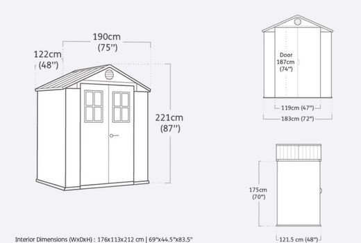 Caseta de Resina KETER DARWIN 6X4 - 255777 - 190x122x221cm - ¡¡10 AÑOS DE GARANTIA!!