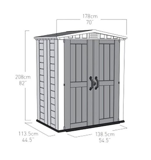 Cabine de resina KETER FACTOR 6X3 - 209874 - 178 X 113,5 X 208 cm