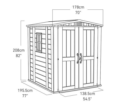 Caseta de Resina KETER FACTOR 6x6 - 209872  178x196x208 cm !!GARANTIA KETER 10 AÑOS!!