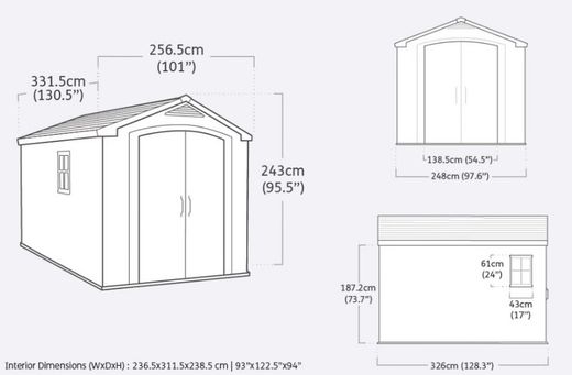 Cabine de resina KETER FACTOR 8X11 209876 - 256x331x245 cm