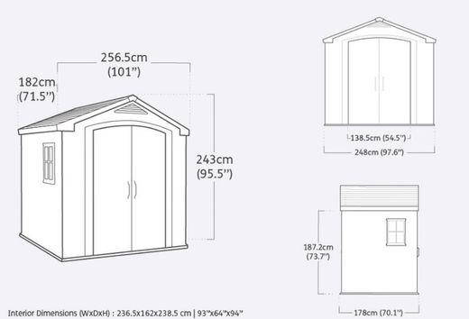 Cabine de resina KETER FACTOR 8X6 - 209871 - 256,5x182x243 cm