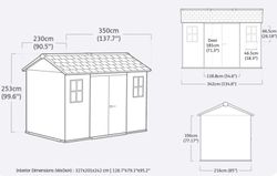 Cabine de resina KETER OAKLAND 1175 SD - 230167 - 350 x 229 x 254 cm