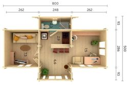 Casita de fin de semana Palmako anna 26.8 m2 820 x 520 cm pm70-8050  106568