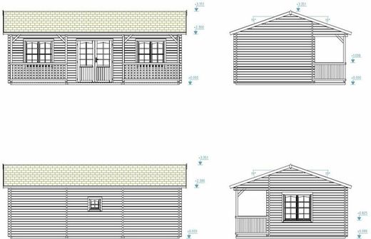 Casita de fin de semana Palmako sandra 25.6 + 11.1 m2 391 x 520 cm pm44-5034 106210