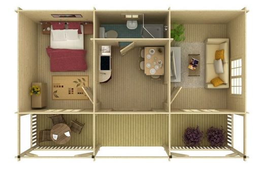 Casita de fin de semana Palmako sandra 25.6 + 11.1 m2 391 x 520 cm pm44-5034 106210