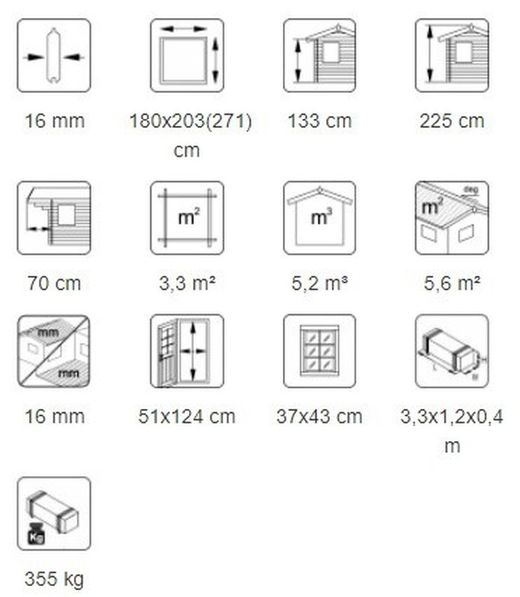 Casita infantil de madera Palmako huck 3.3 m2 180 x 203 (271) cm suelo incluido el16-1827 101105 - NECESITA DESCARGA PLUMA
