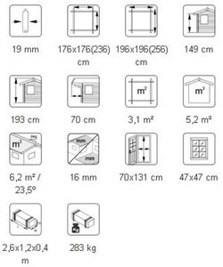 Maison d'enfant en bois Palmako Stina 3.1 m2 196 x 196 cm plancher inclus + décharge au sol incluse FR19-2026 101766