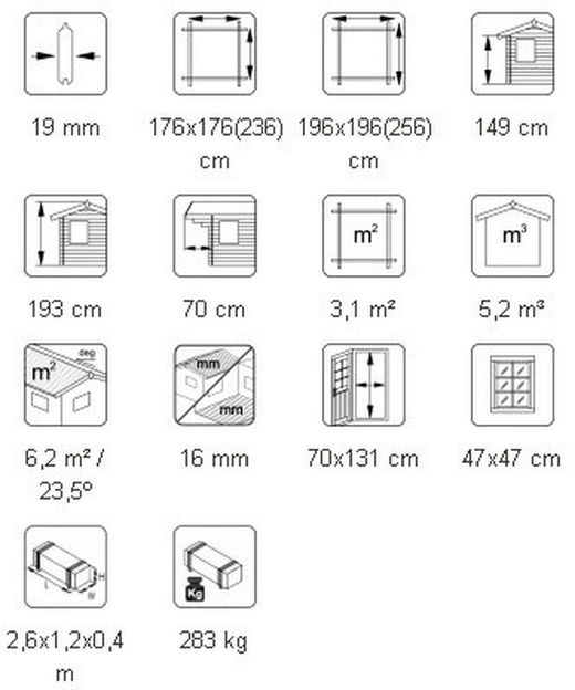 Maison d'enfant en bois Palmako Stina 3.1 m2 196 x 196 cm plancher inclus + décharge au sol incluse FR19-2026 101766