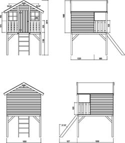 Casita infantil de madera Palmako Toby 2.1 m2 212 x 284 cm suelo incluido + tobogan no incluido + descarga suelo incluida eld16-1819 101129