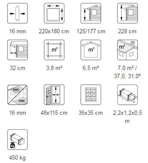 Casita infantil de madera Palmako tom 3.8 m2 258 x 224 cm 101091 (Suelo incluido) DESCARGA A SUELO INCLUIDA
