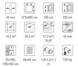 Galpão de madeira Palmako dá 14,7 m2 273 x 550 cm el16-2755 101210