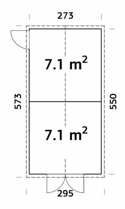 Galpão de madeira Palmako dá 14,7 m2 273 x 550 cm el16-2755 101210