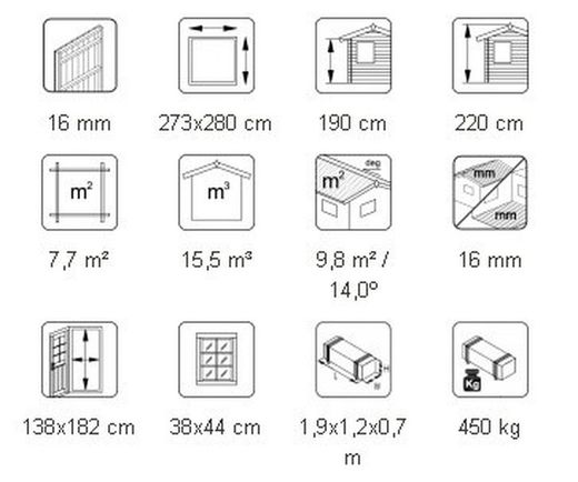 Galpão de madeira Palmako dá 7,5 m2 273 x 280 cm el16-2728 101198