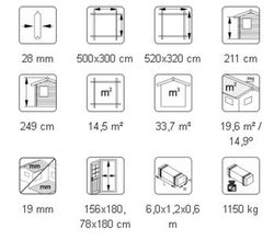 Cobertizo de madera Palmako jari 14.5 m2 550 x 346 cm fr28-5232 101338