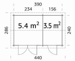 Galpão de madeira Palmako jari 8,9 m2 440 x 286 cm fr28-4126 101324