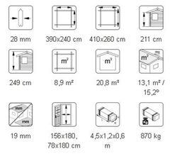 Galpão de madeira Palmako jari 8,9 m2 440 x 286 cm fr28-4126 101324