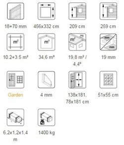 Galpão de madeira Palmako Kalle 13,5 m2 502 x 382 cm el18-4633-1 101232