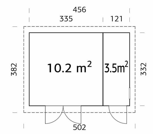Galpão de madeira Palmako Kalle 13,5 m2 502 x 382 cm el18-4633-1 101232