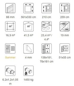 Remise en bois Palmako Kalle 16,9 m2 561 x 330 cm EL18-5633 101056