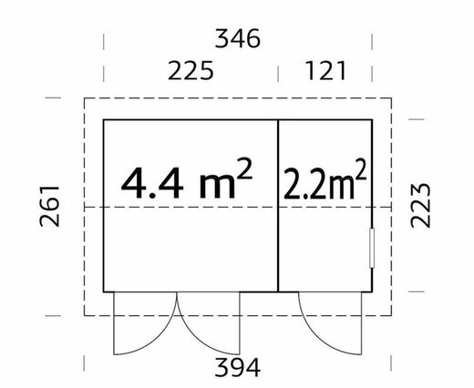 Abri bois Palmako Kalle 6,6 m2 396 x 283 cm EL18-3422 101228