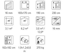 Cobertizo de madera Palmako leif 3.1 m2 189 x 186 cm el16-1817-1 101071 parte trasera incluida