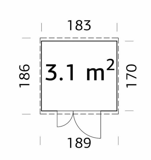 Cobertizo de madera Palmako leif 3.1 m2 189 x 186 cm el16-1817-1 101071 parte trasera incluida