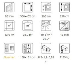 Galpão de madeira Palmako Martin 13,6 m2 330 x 452 cm el18-3345-2 101045