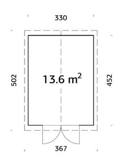 Galpão de madeira Palmako Martin 13,6 m2 330 x 452 cm el18-3345-2 101045