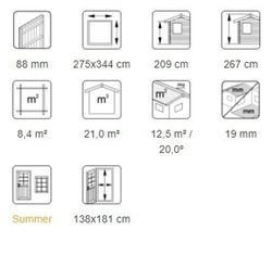 Galpão de madeira Palmako Martin 8,4 m2 275 x 344 cm el18-2734 101086