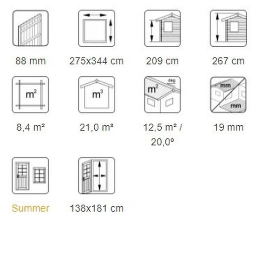 Galpão de madeira Palmako Martin 8,4 m2 275 x 344 cm el18-2734 101086