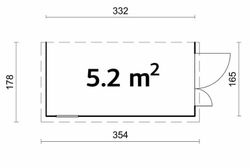 Cobertizo de madera Palmako mia 5.2 m2 333 x 165 cm el16-3317 101184 Sin pared trasera