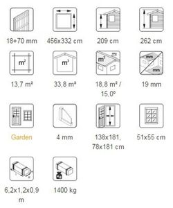Cobertizo de madera Palmako olaf 13.5 m2 452 x 330 cm el18-4633 101231
