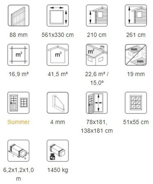 Galpão de madeira Palmako olaf 16,9 m2 561 x 330 cm el18-5733 101236