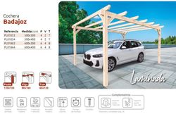 Cochera de Madera Laminada BADAJOZ GL24h + tornilleria INCLUIDA