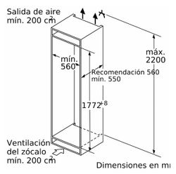 Cogelador 1 puerta Integrable SIEMENS GI81NACE0 IQ500 noFrost 177.2 x 55.8 cm