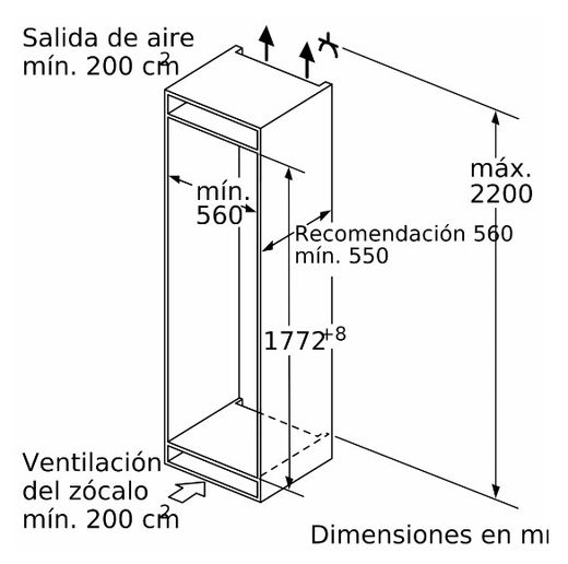 Cogelador 1 puerta Integrable SIEMENS GI81NACE0 IQ500 noFrost 177.2 x 55.8 cm