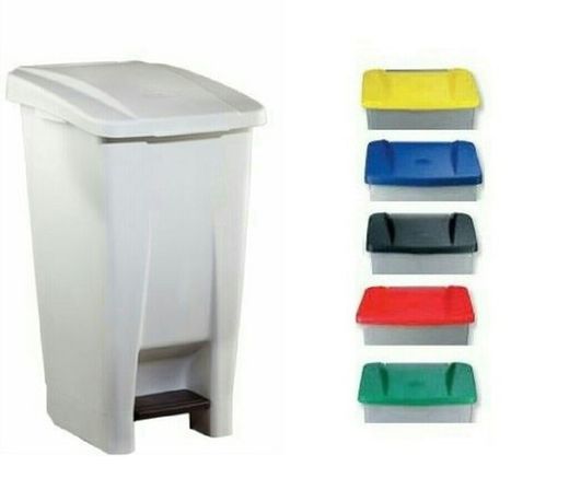 Balde com tampa colorida 60 l. com pedal e rodas 9816