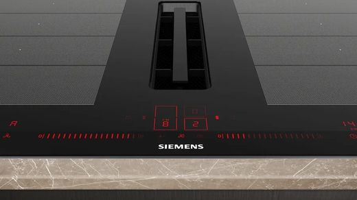 Placa de inducción con extractor integrado Siemens EX875LX67E IQ700 80 cm con perfiles