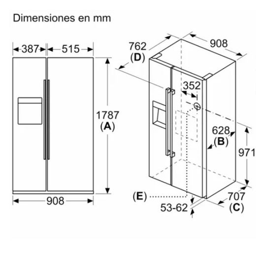 Frigorifico Americano SIEMENS KA93GAIDP IQ500 178.7 X 90.8 cm Acero Antihuellas