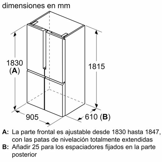 Frigorifico Americano SIEMENS KF96NVPEA IQ300 multipuerta 183 x 90.5 cm Acero inoxidable antihuellas