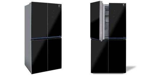 Frigorifico Combi americano cristalcristal negro Infiniton  NO FROST total A++ 185 alto x 86 ancho x 68 amcb-496bc